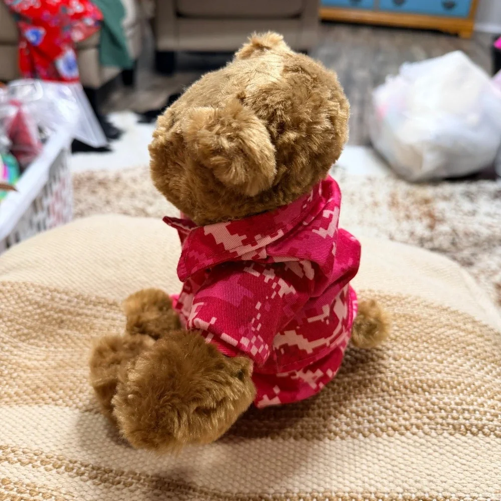 Chelsea Teddy Bear Co Brown Plush Bear in Pink Digital Camo USMC Uniform